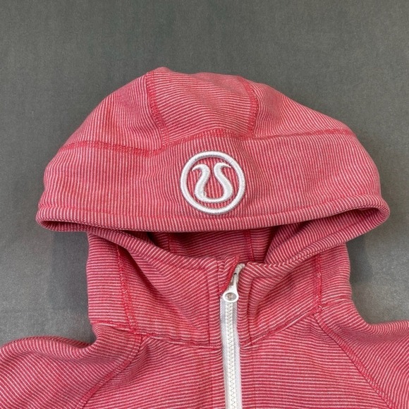 Lululemon Scuba Hoodie Pink Stripe Zip Up Womens Size 6 - Picture 2 of 7